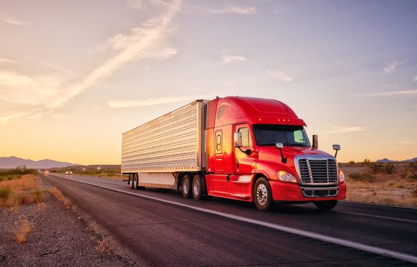 Truck driving on highway